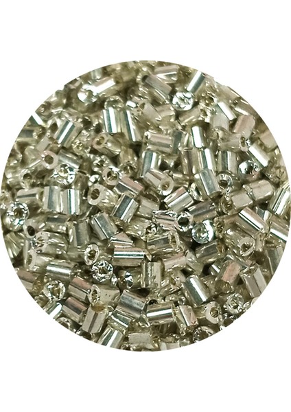 Kesme Cam Boncuk 2mm - 60 Gram - Parlak Gümüş - Bnc376