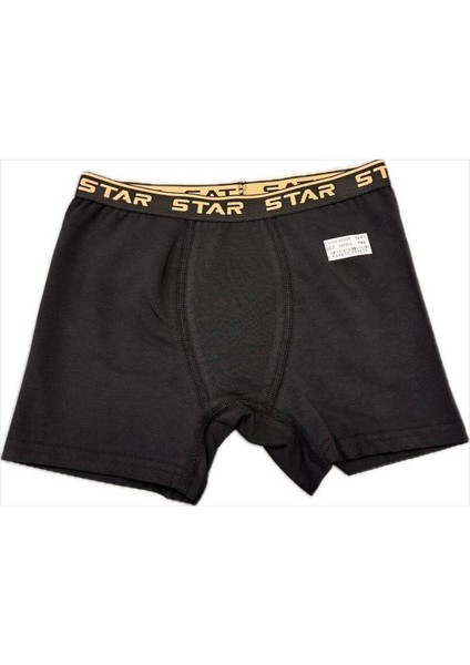 3lü Siyah Erkek Çocuk Beli Kemerli Lycralı Boxer