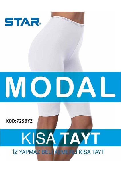 Kadın Beyaz Modal Diz Üstü Kısa Tayt