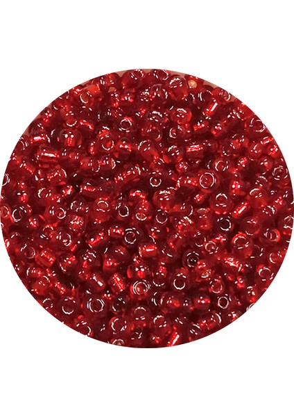 Dökme Cam Kum Boncuk (11/0) 2 mm - 20 Gram - Şeffaf Koyu Kırmızı - Bnc015