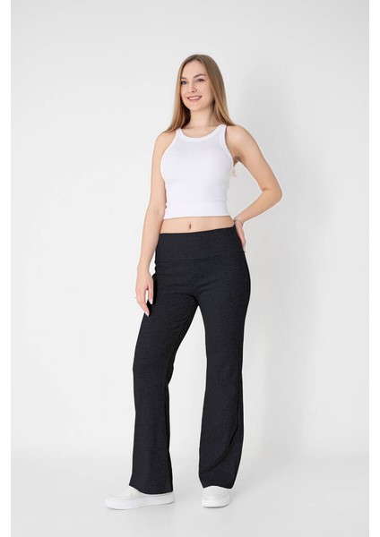 Star Besttrend Kadın Füme Scuba Comfort Yüksek Bel Bol Paça Pantolon