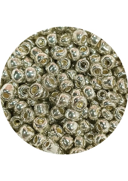 Dökme Cam Kum Boncuk (8/0) 3 mm - 20 Gram - Parlak Gümüş - Bnc147