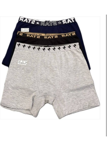 3lü Asorti Erkek Çocuk Beli Kemerli Lycralı Boxer
