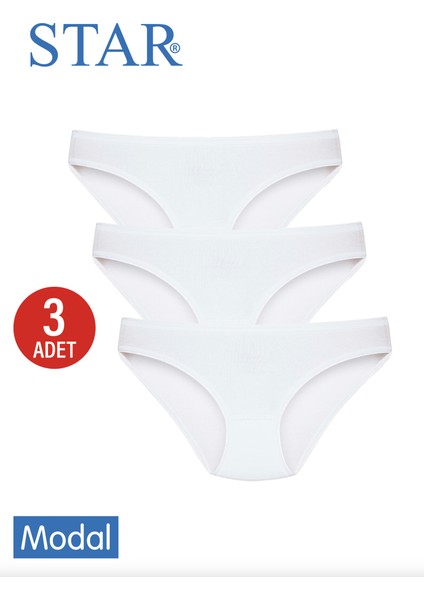 Kadın 3 Lü Beyaz Modal Iz Yapmaz Bikini Külot