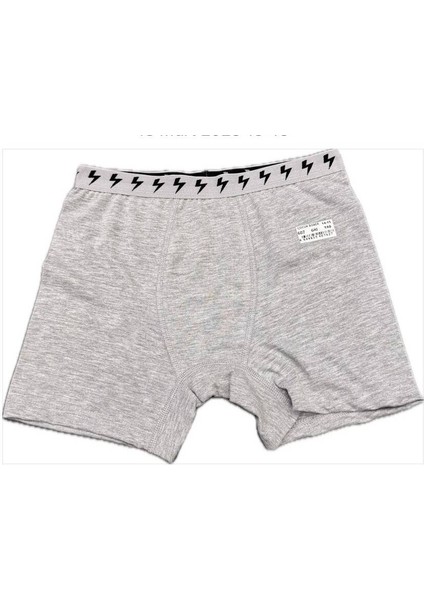 3lü Gri Erkek Çocuk Beli Kemerli Lycralı Boxer