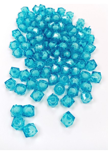 Küp Boncuk Içten Boncuklu Bileklik Çanta Boncuğu 10 mm 50 Gr Gök Mavi - Bnc449