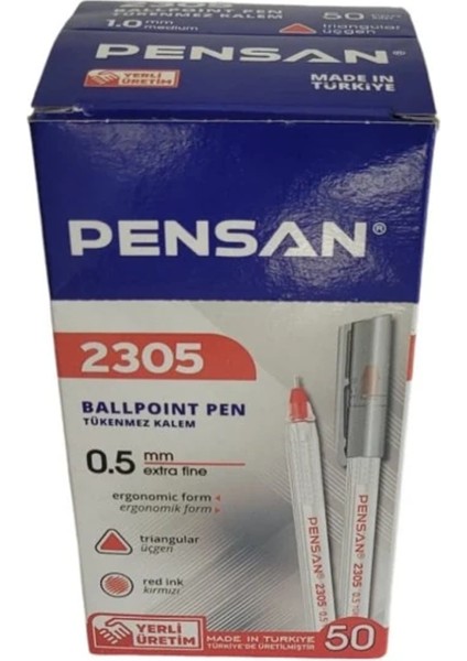 Pensan Büro Tükenmez Kalem 0.5 Mm. Kırmızı 50'li