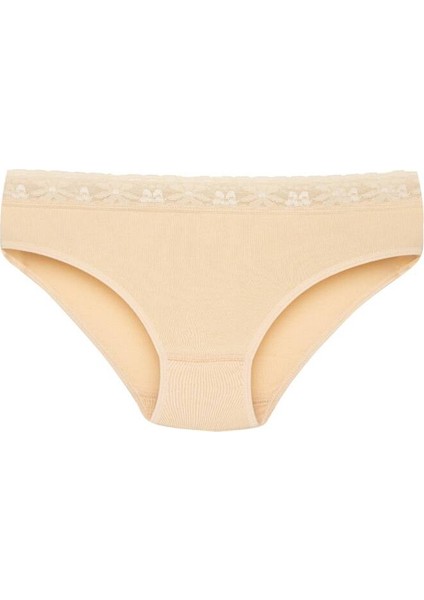 Kadın 3 Lü Ten Modal Beli Dantel Detaylı Bikini Külot fiyatları