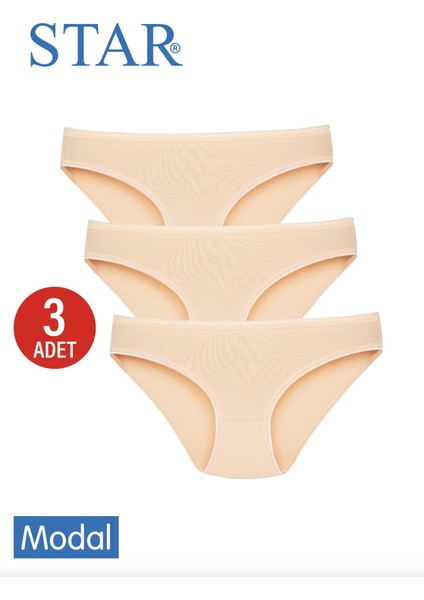 Kadın 3 Lü Ten Modal Iz Yapmaz Bikini Külot