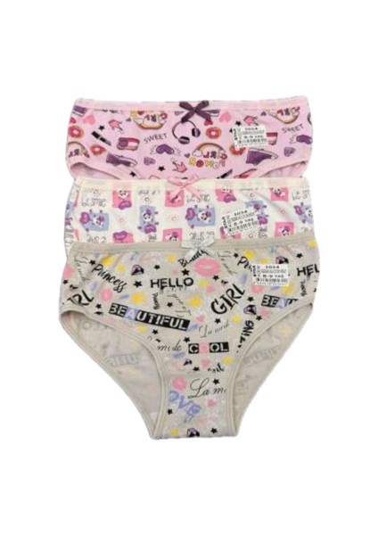 3 Lü Kız Çocuk Desenli Slip Külot