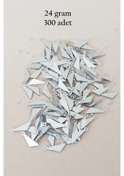 Oya Abiye Bileklik Kolye Pleksi Metalik Plastik Pul Gümüş Renk 24 Gram 300 Adet - Bnc593