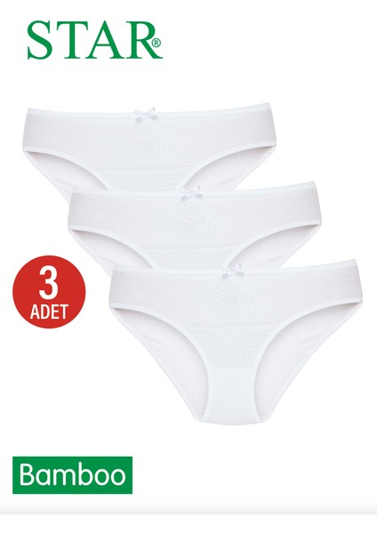 Kadın 3 Lü Beyaz Organik Bambu Bikini Külot