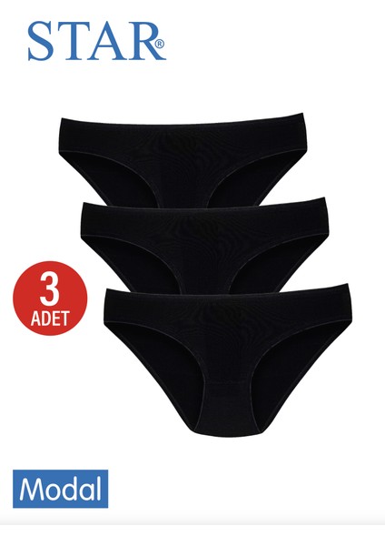 Kadın 3 Lü Siyah Modal Iz Yapmaz Bikini Külot