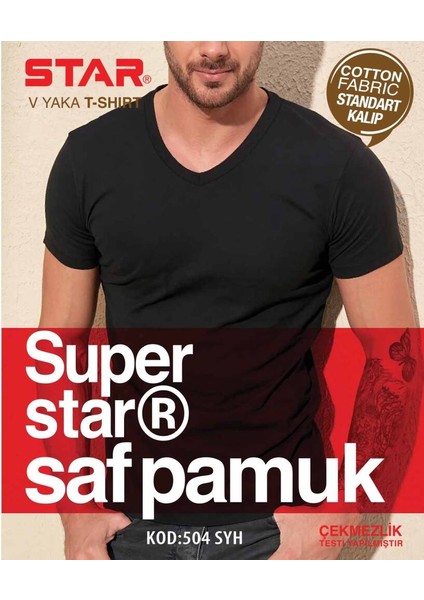 3 Lü Erkek Saf Pamuk Kısakol V Yaka T-Shirt
