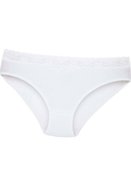 Kadın 3 Lü Beyaz Modal Beli Dantel Detaylı Bikini Külot fiyatları