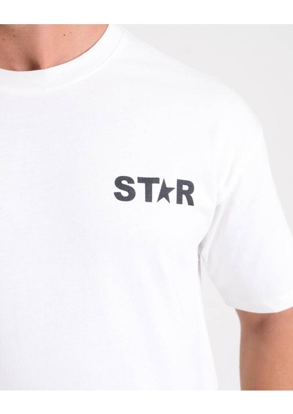 Erkek Oversize Yarım Yıldız Baskılı T-Shirt