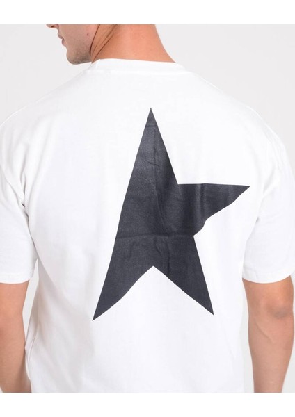 Erkek Oversize Yarım Yıldız Baskılı T-Shirt
