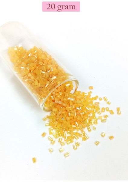 Kesme Cam Boncuk 2mm - 20 Gram - Şeffaf Koyu Sarı -bnc313