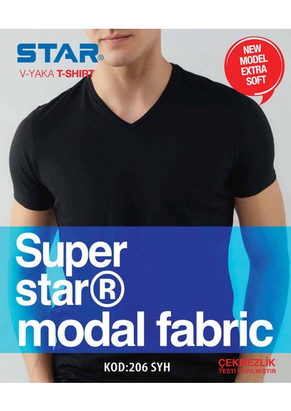 3 Lü Erkek Modal V Yaka Yarım Kol Basic T-Shirt