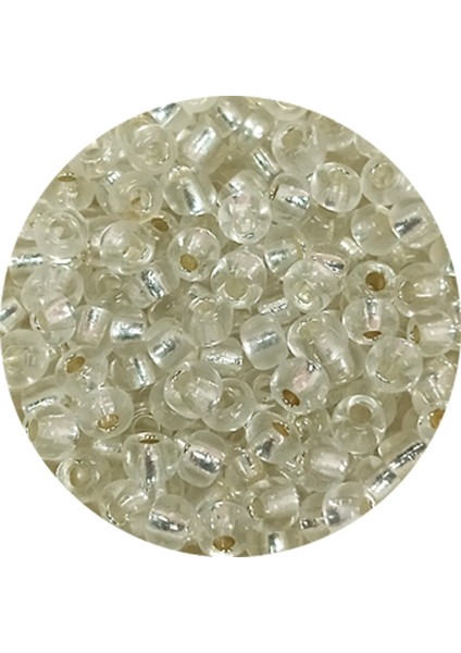 Dökme Cam Kum Boncuk (8/0) 3 mm - 20 Gram - Şeffaf Gümüş - Bnc160