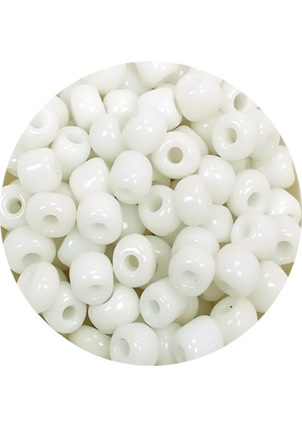Dökme Cam Kum Boncuk Büyük Boy (6/0) 4 mm - 20 Gram - Beyaz - Bnc075