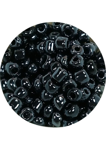 Dökme Cam Kum Boncuk Büyük Boy (6/0) 4 mm - 60 Gram - Siyah - Bnc120