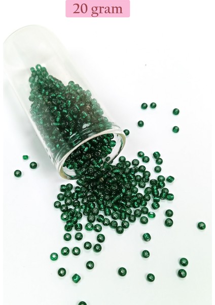 Dökme Cam Kum Boncuk (8/0) 3 mm - 20 Gram - Koyu Yeşil - Bnc146