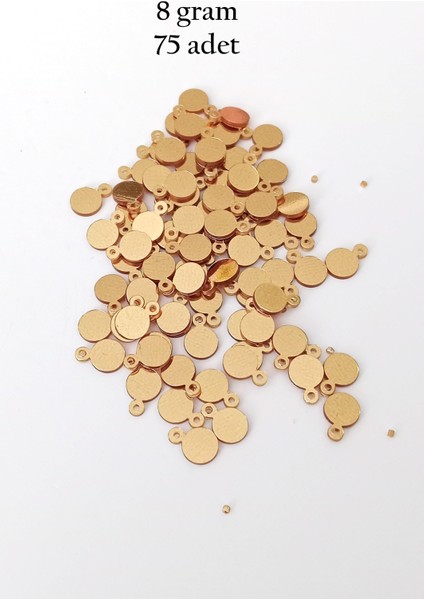 Oya Abiye Bileklik Kolye Pleksi Metalik Plastik Pul Altın Renk 8 Gram 75 Adet - Bnc493