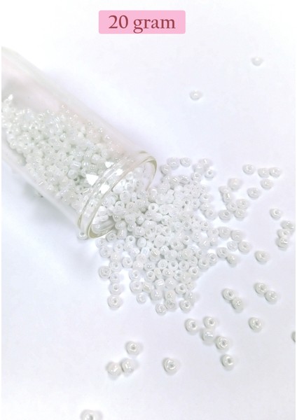 Dökme Cam Kum Boncuk (8/0) 3 mm - 20 Gram - İnci Beyaz - Bnc145