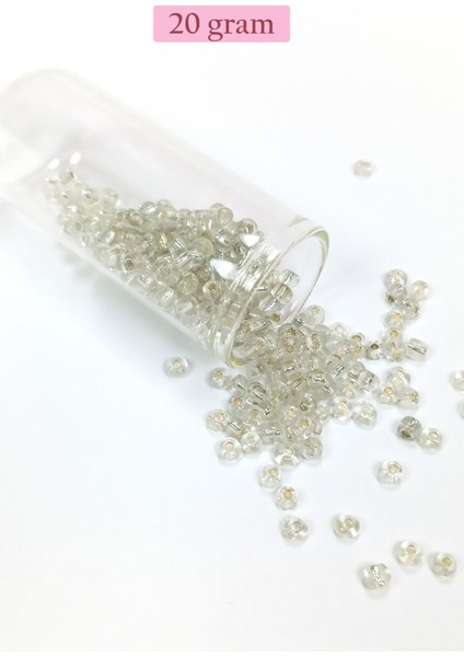 Dökme Cam Kum Boncuk Büyük Boy (6/0) 4 mm - 20 Gram - Şeffaf - Bnc086