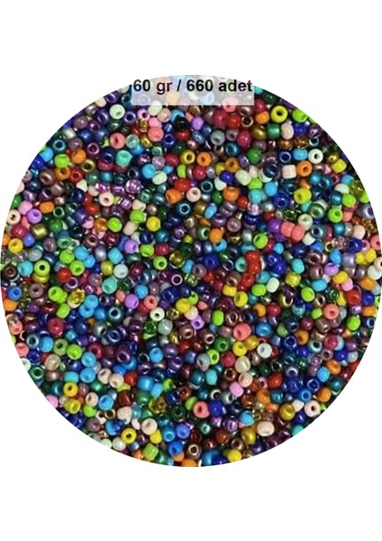 Karışık Renk 4 mm Yaklaşık 660 Adet / 60 Gram Cam Boncuk Oya Yazma Bileklik Ve Kolye