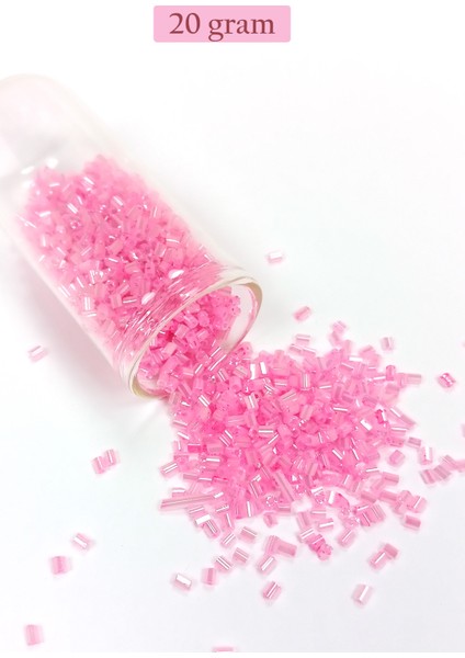 Kesme Cam Boncuk 2mm - 20 Gram - Pembe -bnc323