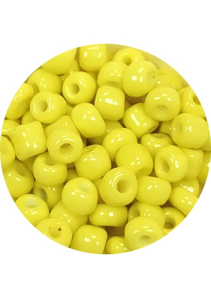 Dökme Cam Kum Boncuk Büyük Boy (6/0) 4 mm - 20 Gram - Sarı - Bnc090