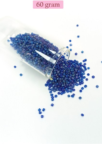 Dökme Cam Kum Boncuk (11/0) 2 mm - 60 Gram - Koyu Mavi - Bnc052