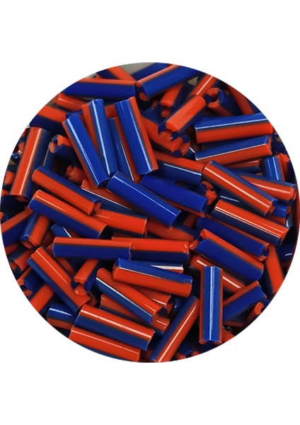 Uzun Boru Kesme Boncuk Çap 2mm Uzunluk 10 mm - 20 Gram - Turuncu Mavi - Bnc238