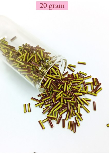 Uzun Boru Kesme Boncuk Çap 2mm Uzunluk 10 mm - 20 Gram - Koyu Kırmızı Sarı - Bnc258