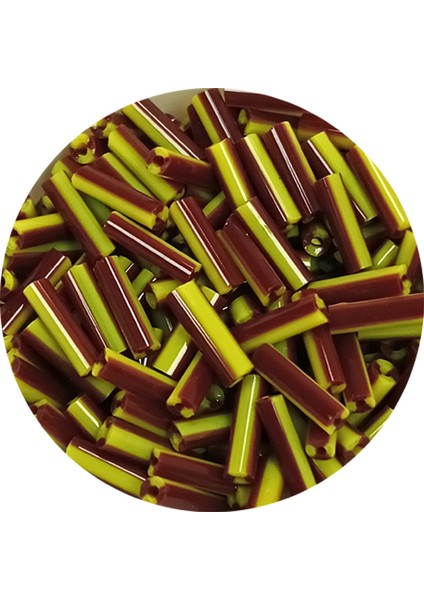 Uzun Boru Kesme Boncuk Çap 2mm Uzunluk 10 mm - 20 Gram - Koyu Kırmızı Sarı - Bnc258
