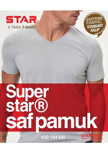 3 Lü Erkek Saf Pamuk Kısakol V Yaka T-Shirt