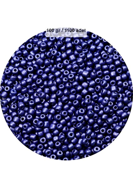 Lacivert Renk 4 mm Yaklaşık 1100 Adet / 100 Gram Cam Boncuk Oya Yazma Bileklik Ve Kolye