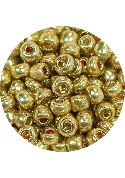Dökme Cam Kum Boncuk Büyük Boy (6/0) 4 mm - 20 Gram - Altın - Bnc093