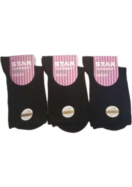 3 Lü Kadın Siyah Organik Bambu Soket Çorap