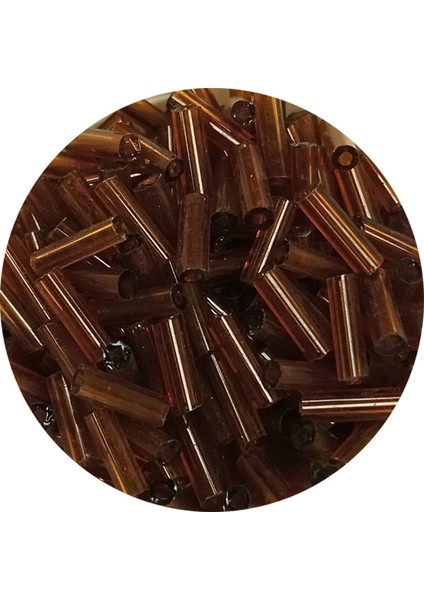 Uzun Boru Kesme Boncuk Çap 2mm Uzunluk 10 mm - 20 Gram - Şeffaf Kahverengi - Bnc246