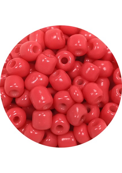 Dökme Cam Kum Boncuk Büyük Boy (6/0) 4 mm - 60 Gram - Açık Kırmızı - Bnc125