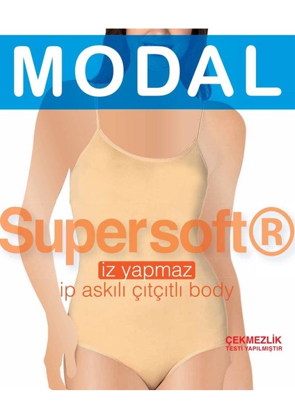 Kadın Ten M0DAL Ip Askılı Çıtçıtlı Body