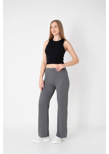 Star Besttrend Kadın Gri Kaşkorse Fitilli Pantolon