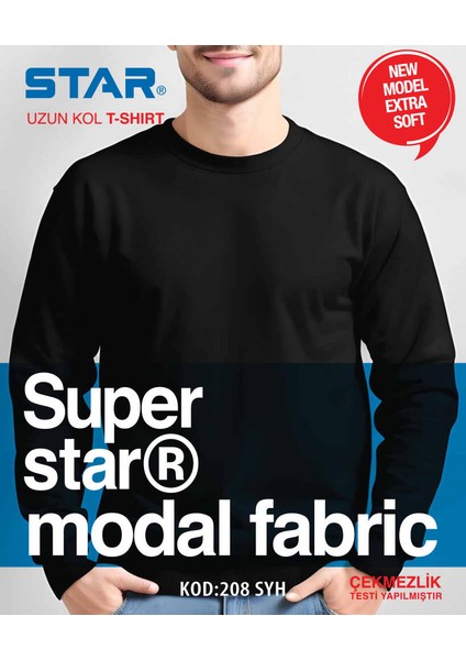 Erkek Modal Uzun Kol Sıfır Yaka T-Shirt