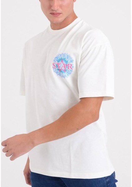 Erkek Oversize Alev Baskılı T-Shirt