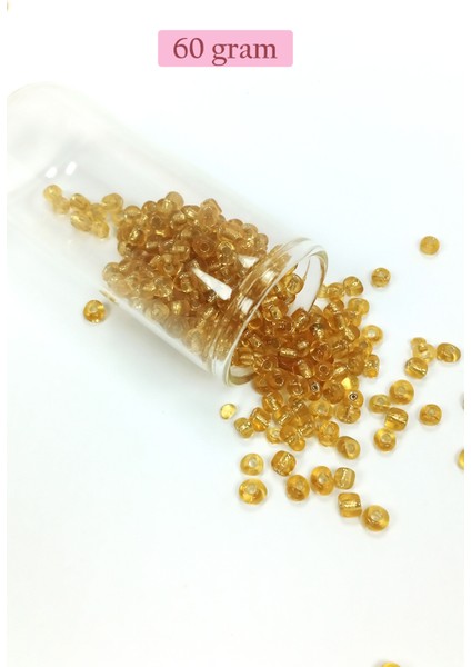 Dökme Cam Kum Boncuk Büyük Boy (6/0) 4 mm - 60 Gram - Şeffaf Bal - Bnc119