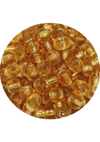 Dökme Cam Kum Boncuk Büyük Boy (6/0) 4 mm - 60 Gram - Şeffaf Bal - Bnc119