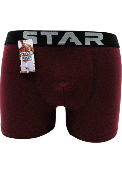 Erkek Bordo Beli Kemerli Lycralı Boxer